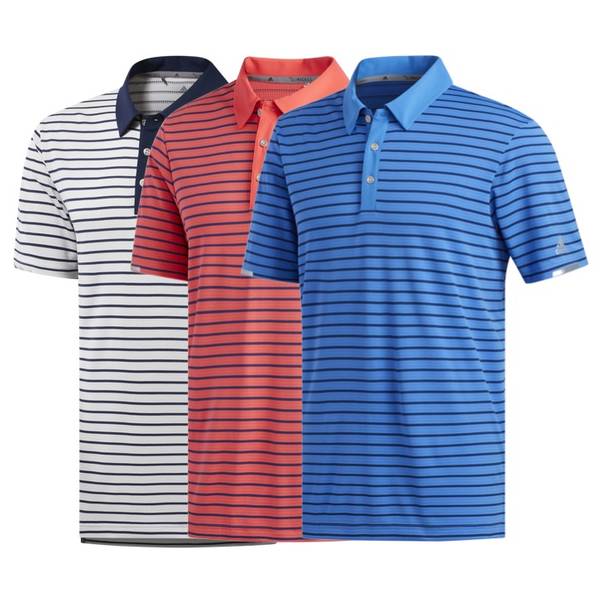Mens Climachill Three Colour Stripe Golf Polo Shirt